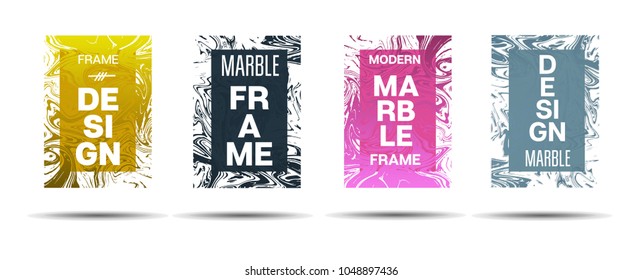 Liquid Marble Frame.  Vector Funky Hipster Border for Sale Ads, Announcement. Modern Cover, Business Card, Music Poster Marble Textured Design Dynamic Futuristic Creative Neon Colored Banner.