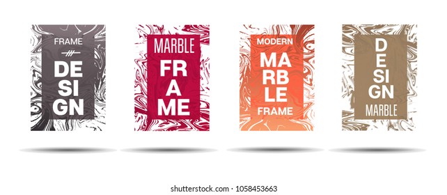 Liquid Marble Frame.  Vector Funky Hipster Border for Text, Sale, Announcement. Marble Textured Minimal Cover, Business Card, Music Poster Design Dynamic Funky Creative Neon Colored Banner.