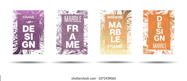 Liquid Marble Frame.  Vector Funky Hipster Border for Sale Ads, Announcement. Marble Textured Minimal Cover, Business Card, Music Poster Design Dynamic Futuristic Creative Neon Paints Banner.