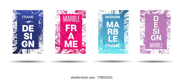 Liquid Marble Frame.  Vector Funky Hipster Border for Sale Ads, Announcement. Marble Textured Cool Cover, Business Card, Music Poster Design Dynamic Futuristic Creative Neon Colored Banner.