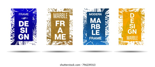 Liquid Marble Frame.  Vector Funky Hipster Border for Text, Sale, Announcement. Modern Cover, Business Card, Music Poster Marble Textured Design Dynamic Futuristic Creative Neon Paints Banner.