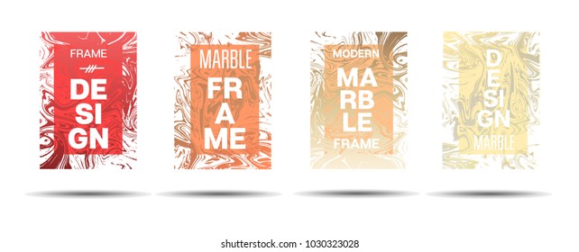 Liquid Marble Frame.  Vector Painted Hipster Border for Sale Ads, Text. Marble Textured Cool Cover, Business Card, Music Poster Design Dynamic Funky Creative Neon Colored Banner.