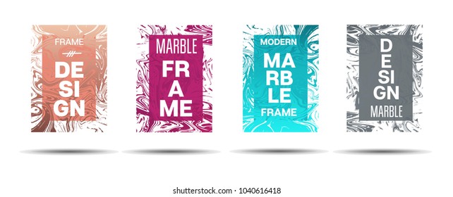 Liquid Marble Frame.  Vector Painted Hipster Border for Sale Ads, Text. Modern Cover, Business Card, Music Poster Marble Textured Design Dynamic Futuristic Creative Suminagashi Banner.