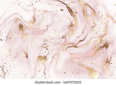 Liquid marble painting background design and gold glitter dust texture 