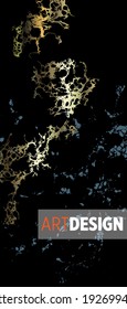 Liquid marble painting background design with gold glitter dust texture.