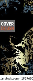 Liquid marble painting background design with gold glitter dust texture.