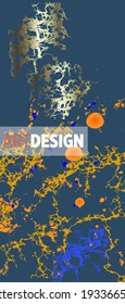 Liquid marble painting background design with gold glitter dust texture.