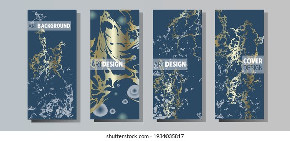 Liquid marble painting background design with gold glitter dust texture.