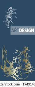 Liquid marble painting background design with gold glitter dust texture.