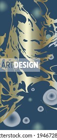 Liquid marble painting background design with gold glitter dust texture.