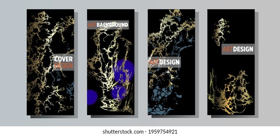 Liquid marble painting background design with gold glitter dust texture.