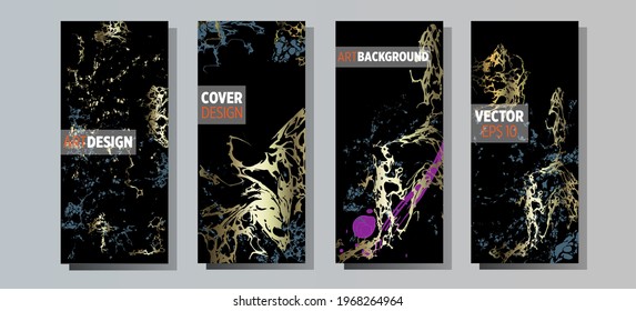 Liquid marble painting background design with gold glitter dust texture.