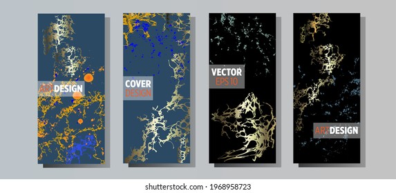 Liquid marble painting background design with gold glitter dust texture.