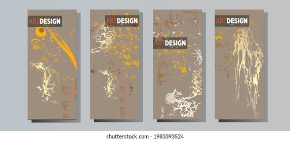 Liquid marble painting background design with gold glitter dust texture.