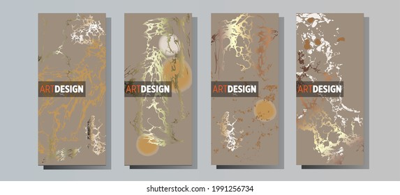 Liquid marble painting background design with gold glitter dust texture.