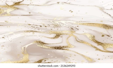 Flüssiger Marmor gemalt Hintergrund Design mit goldglänzender Staubstruktur.
