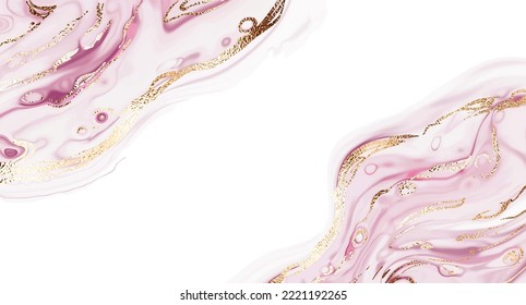 Liquid marble painting background design with natural mineral texture and gold waves.