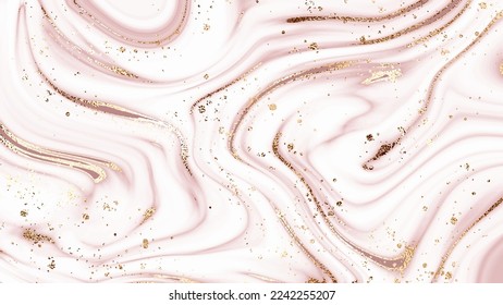 Liquid marble painting background design with natural mineral texture and gold splatter.