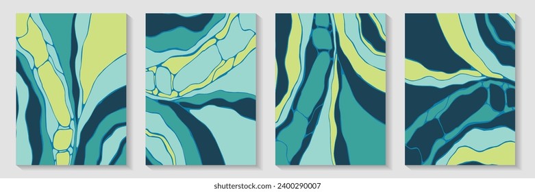 Liquid marble pattern backdrop template vector set. Beautiful brochures. Flow splash book cover page templates. Graphic color backgrounds. Contemporary publication backgrounds.