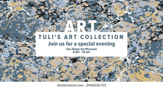 Liquid marble pattern. Web invitation. Design for social media.