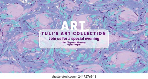 Liquid marble pattern. Web invitation. Design for social media.
