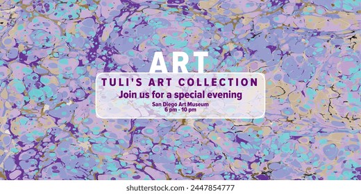 Liquid marble pattern. Web invitation. Design for social media.
