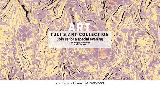 Liquid marble pattern. Web invitation. Design for social media.
