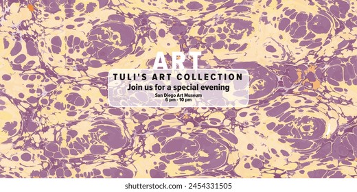 Liquid marble pattern. Web invitation. Design for social media.
