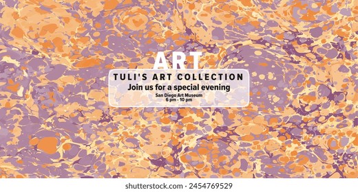 Liquid marble pattern. Web invitation. Design for social media.
