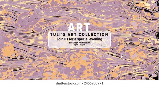 Liquid marble pattern. Web invitation. Design for social media.
