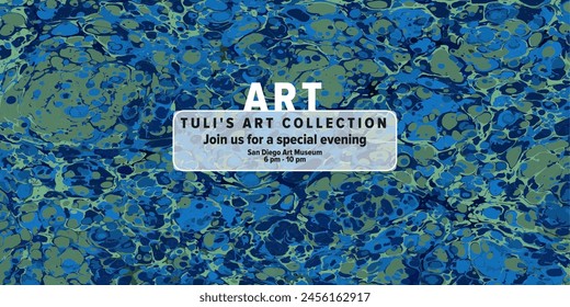 Liquid marble pattern. Web invitation. Design for social media.
