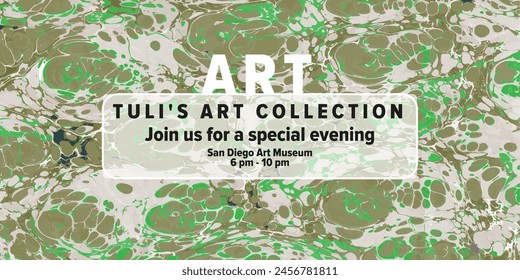 Liquid marble pattern. Web invitation. Design for social media.
