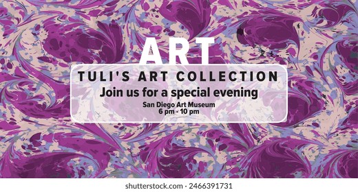 Liquid marble pattern. Web invitation. Design for social media.
