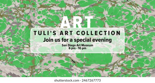 Liquid marble pattern. Web invitation. Design for social media.
