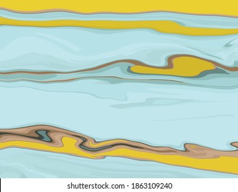 liquid marble sky blue and yellow tone abstract background vector illustration