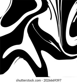 Flüssiger Marmor quadratischer Formen auf Schwarz-Weiß. Abstrakte Vektordesign-Elemente.