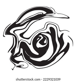 Liquid marble stain made with black ink. Isolated vector illustration