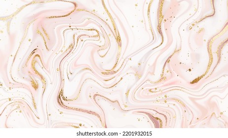 Liquid marble stone wallpaper design with gold glitter texture.