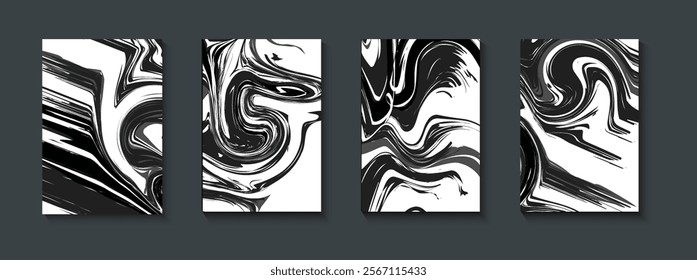 Liquid marble texture abstract black marble textures on a black background. Abstract marble pattern. Fluid art. Design for banner, cards, prints, social media, poster,  flyer and background.
