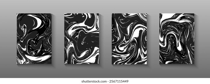 Liquid marble texture abstract black marble textures on a black background. Abstract marble pattern. Fluid art. Design for banner, cards, prints, social media, poster,  flyer and background.