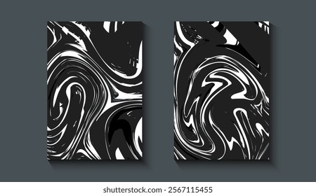 Liquid marble texture abstract black marble textures on a black background. Abstract marble pattern. Fluid art. Design for banner, cards, prints, social media, poster,  flyer and background.