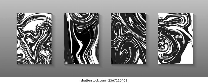 Liquid marble texture abstract black marble textures on a black background. Abstract marble pattern. Fluid art. Design for banner, cards, prints, social media, poster,  flyer and background.