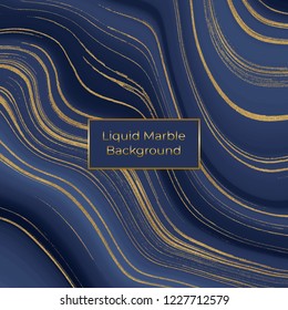  Textura de mármol líquido. Tinta de brillo azul y dorado, patrón abstracto. Fondo moderno para tapicería, volante, afiche, tarjeta, invitaciones. Arte moderno.
