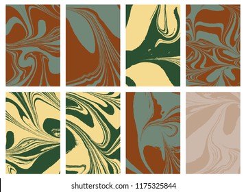Liquid marble texture in color. Swirls and ripples of stone. Fluid art Ebru. Template for design covers, posters, business cards, presentation, invitation, flyers. Vector.