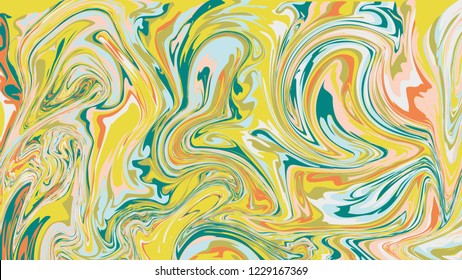 Liquid marble texture design, colorful marbling surface, golden lines, vibrant abstract paint design, vector illustration