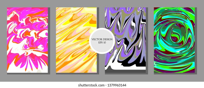 Liquid Marble Texture Design, Colorful Abstract Composition. Mixture of acrylic paints. Fluid art. Modern Artwork - Vector