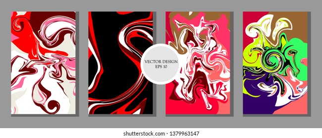 Liquid Marble Texture Design, Colorful Abstract Composition. Mixture of acrylic paints. Fluid art. Modern Artwork - Vector