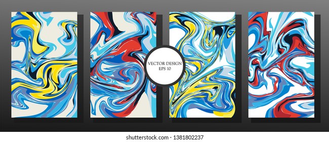 Liquid Marble Texture Design. Colorful Abstract Composition. Mixture of acrylic paints. Fluid art. Modern Artwork - Vector