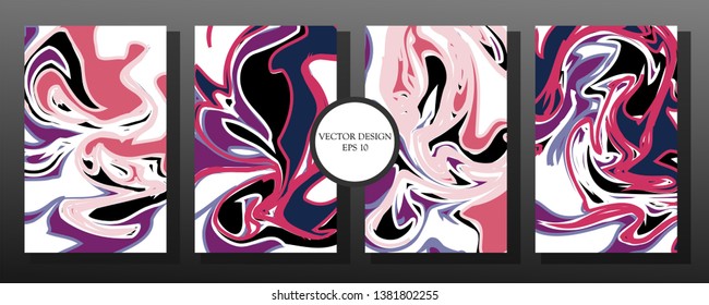 Liquid Marble Texture Design. Colorful Abstract Composition. Mixture of acrylic paints. Fluid art. Modern Artwork - Vector
