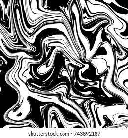 Liquid marble texture design, colorful marbling surface, black and white, vibrant abstract paint design, vector illustration